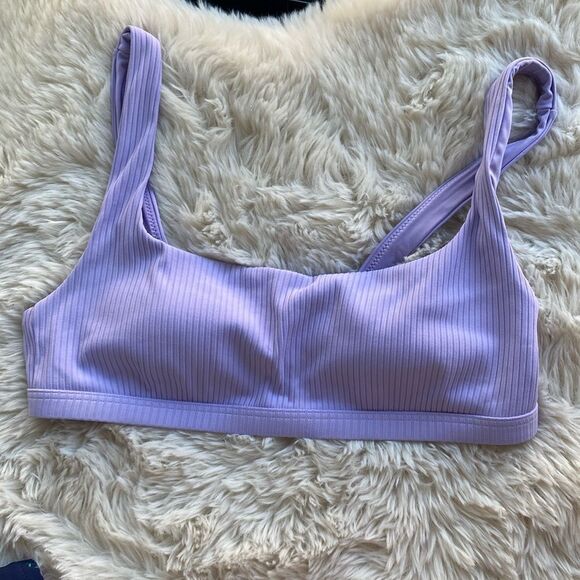 Madewell Purple Rib Textured Leah Bikini Top Medium - Picture 2 of 6